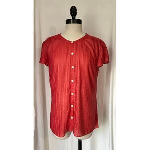 BANANA REPUBLIC Petites Orange Polyester Blouse Top Shirt Cap Sleeve Womens LP